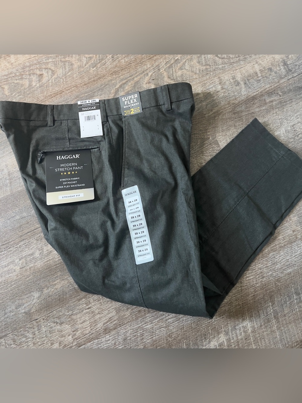 Haggar Modern Stretch Herringbone Straight Fit Pants-Size 38x29